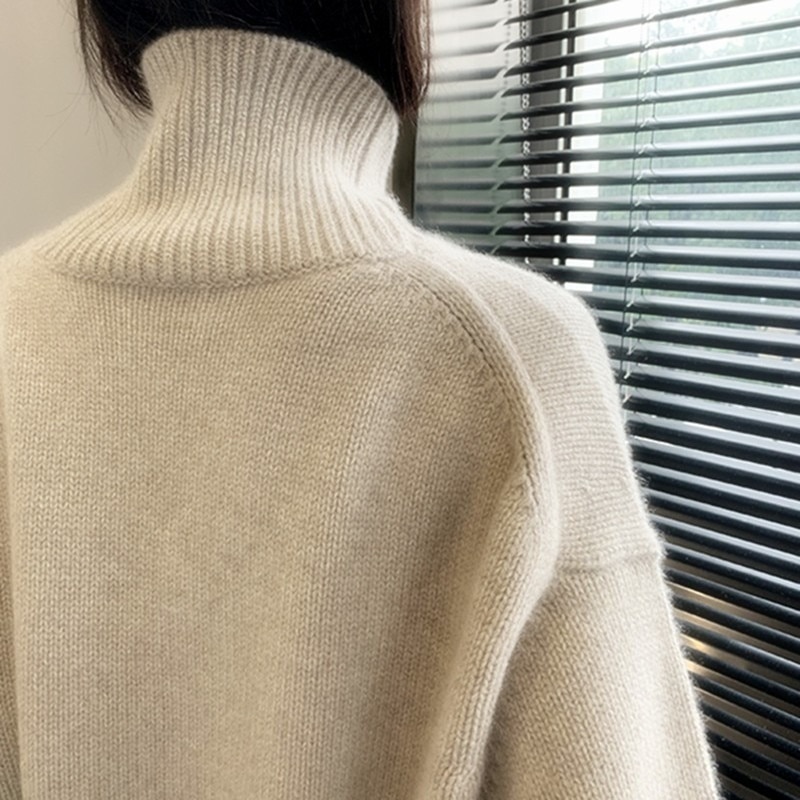 2023-Autumn-and-Winter-New-Thick-Cashmere-Sweater-Women-High-Neck-Pullover-Sweater-Warm-Loose-Knitted-2