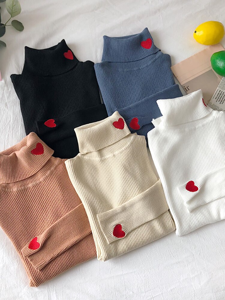 2023-Knitted-Women-Sweater-Ribbed-Pullovers-Heart-Embroidery-Turtleneck-Autumn-Winter-Basic-Women-Sweaters-Fit-Soft