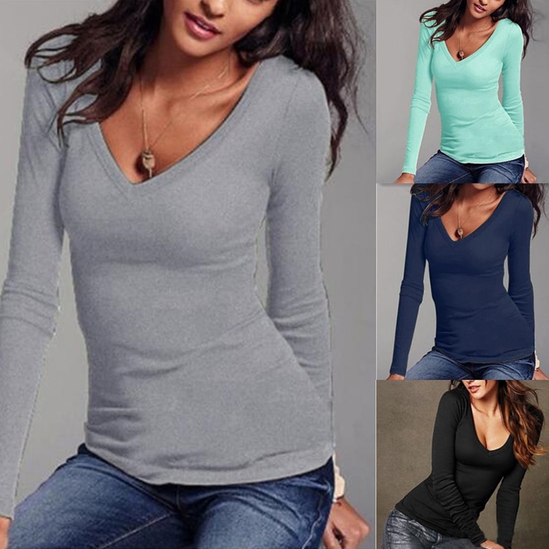Autumn-Winter-Women-Sexy-V-Neck-Fashion-Casual-Women-Solid-Slim-Long-Sleeves-Loose-Tee-T-5