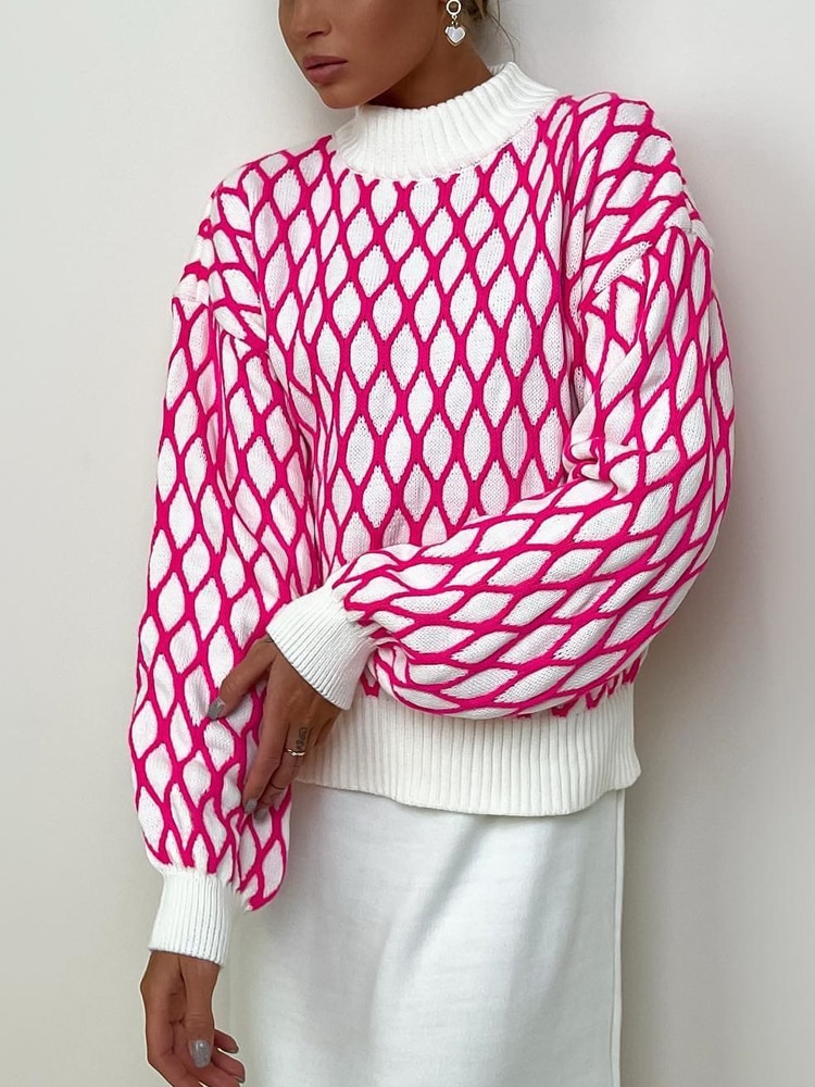 Green-Oversized-Plaid-Sweater-for-Women-2023-Autumn-Winter-Soft-Warm-Pullovers-Half-Turtleneck-Knitted-Top-3