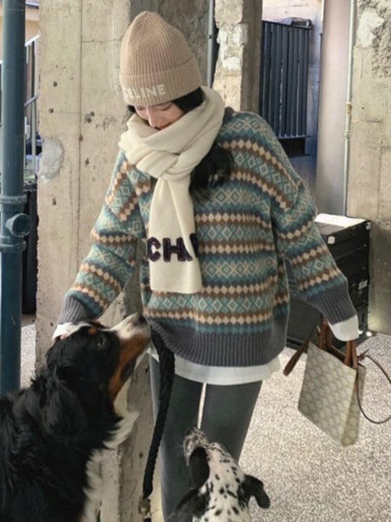 Winter-Knitwear-Pullover-Sweaters-For-Women-Top-Blue-Vintage-Long-Loose-Autres-Sweats-Warm-Korea-Fashion-5