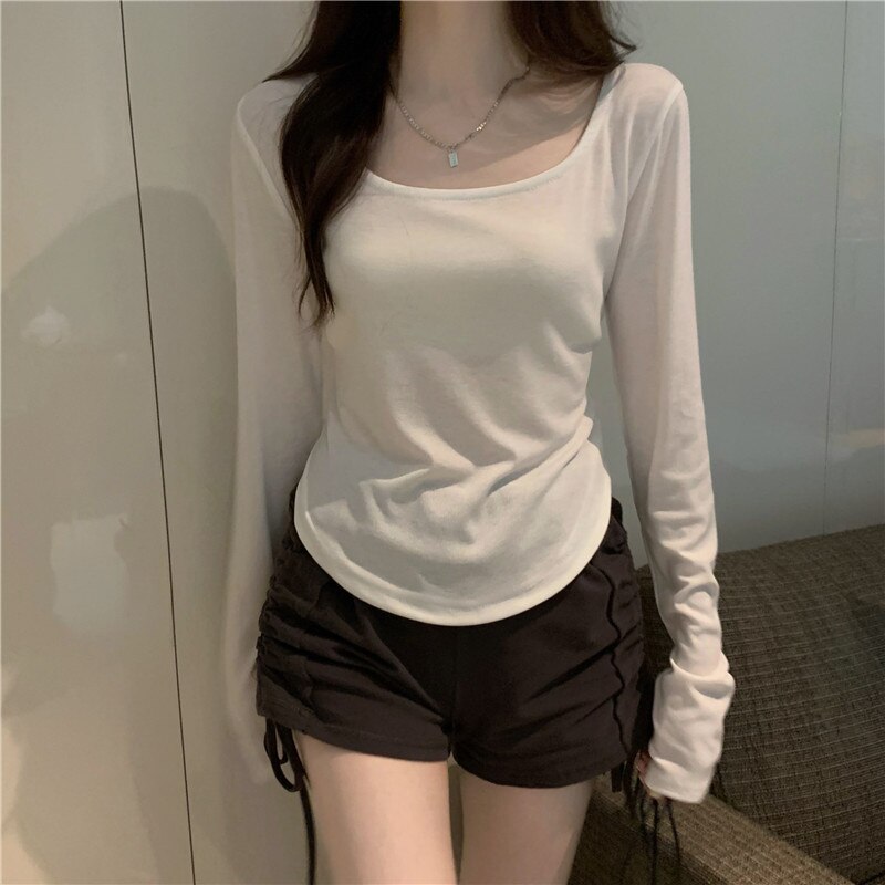 Women-Long-Sleeve-Square-Neck-T-Shirt-Spring-And-Autumn-New-Irregular-Hem-Slim-Casual-Top-4