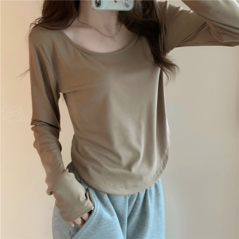 Women-Long-Sleeve-Square-Neck-T-Shirt-Spring-And-Autumn-New-Irregular-Hem-Slim-Casual-Top-5
